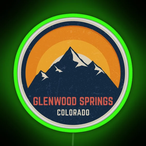 Glenwood Springs Colorado Mountain Design RGB Neon Sign