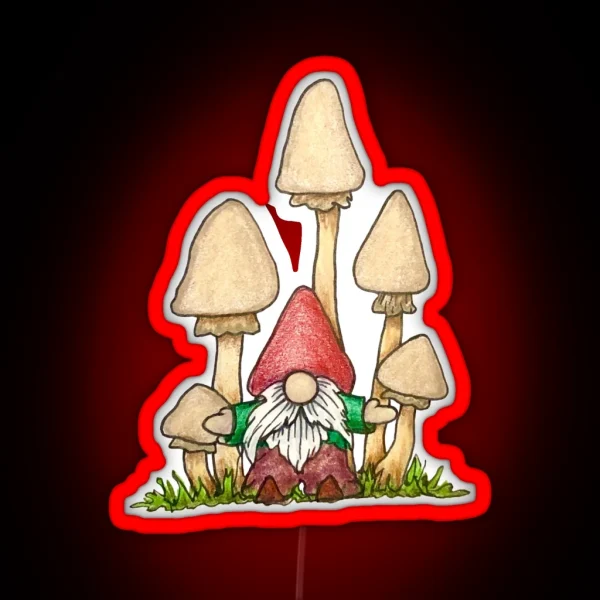 Gnome And His Mushrooms RGB Neon Sign