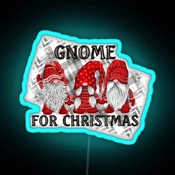 Gnome For Christmas Plaid Rustic Country RGB Neon Sign