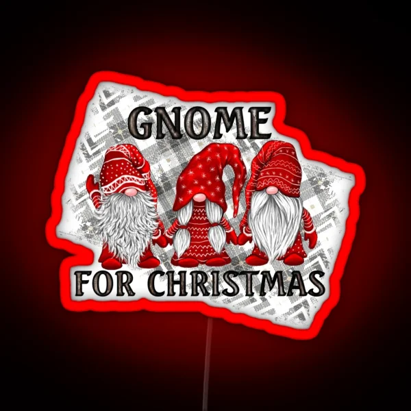 Gnome For Christmas Plaid Rustic Country RGB Neon Sign