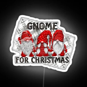 Gnome For Christmas Plaid Rustic Country Holiday Farmhouse Decor RGB Neon Sign