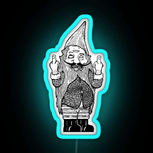 Gnome Regrets Double Bird Third Eye RGB Neon Sign