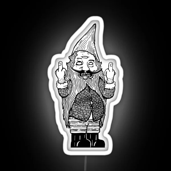 Gnome Regrets Double Bird Third Eye RGB Neon Sign