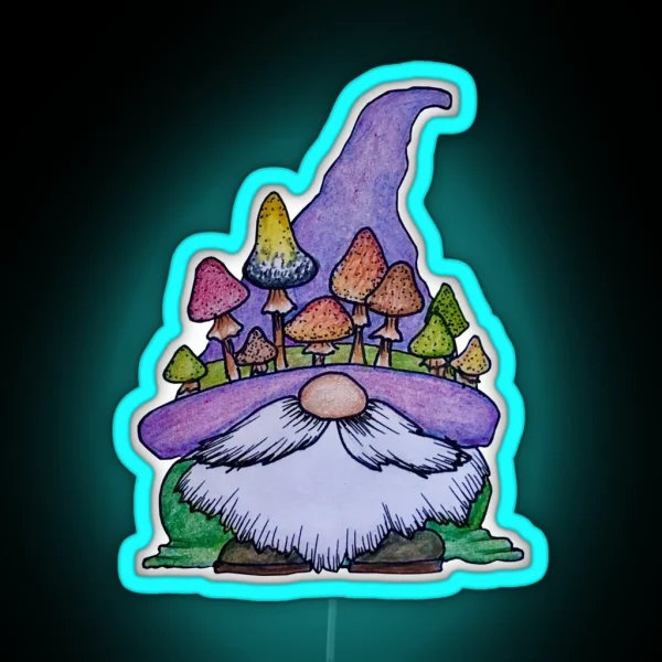 Gnome With Mushroom Hat RGB Neon Sign