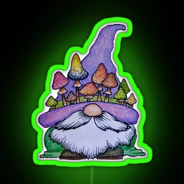 Gnome With Mushroom Hat RGB Neon Sign