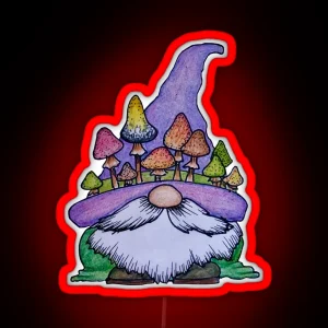 Gnome With Mushroom Hat RGB Neon Sign