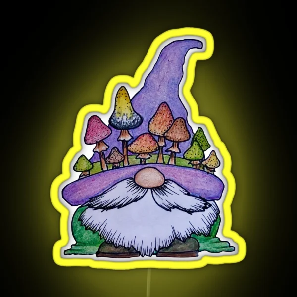 Gnome With Mushroom Hat RGB Neon Sign