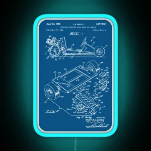 Go Kart Patent Karting Vehicle 1961 RGB Neon Sign