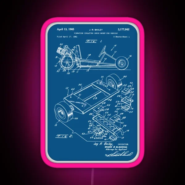 Go Kart Patent Karting Vehicle 1961 RGB Neon Sign