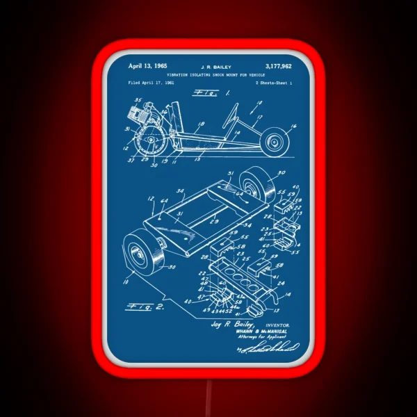 Go Kart Patent Karting Vehicle 1961 RGB Neon Sign