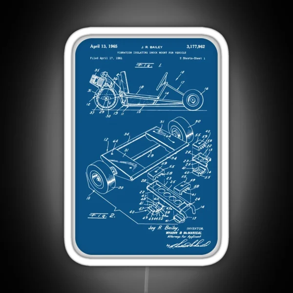 Go Kart Patent Karting Vehicle 1961 RGB Neon Sign