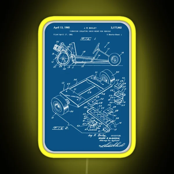 Go Kart Patent Karting Vehicle 1961 RGB Neon Sign