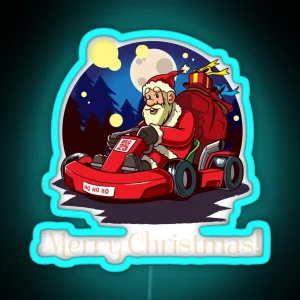 Go Karting Santa Claus Christmas RGB Neon Sign