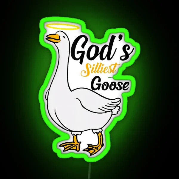 Gods Silliest Goose Bird Animal Goose Honk Memes Lovers RGB Neon Sign