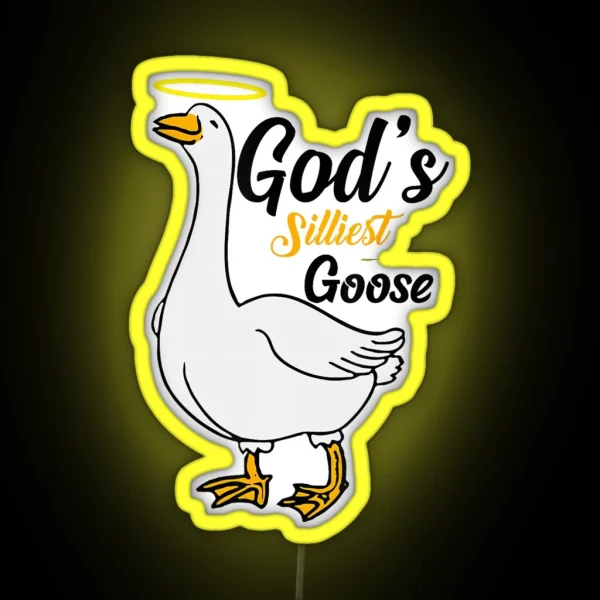 Gods Silliest Goose Bird Animal Goose Honk Memes Lovers RGB Neon Sign