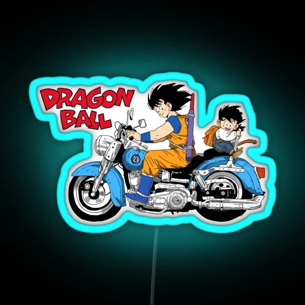 Goku And Gohan Riding A Motocycle Dragon Ball RGB Neon Sign