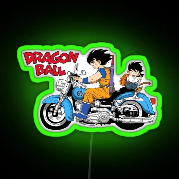 Goku And Gohan Riding A Motocycle Dragon Ball RGB Neon Sign