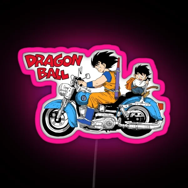 Goku And Gohan Riding A Motocycle Dragon Ball RGB Neon Sign