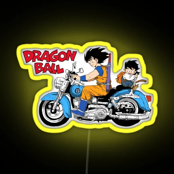 Goku And Gohan Riding A Motocycle Dragon Ball RGB Neon Sign