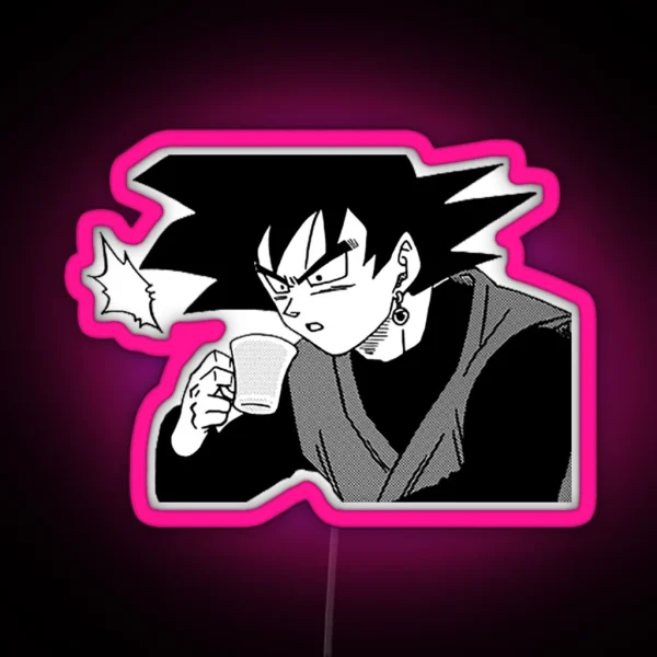 Goku Black Drinking Tea RGB Neon Sign