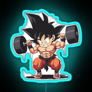 Goku Lifting Weight RGB Neon Sign