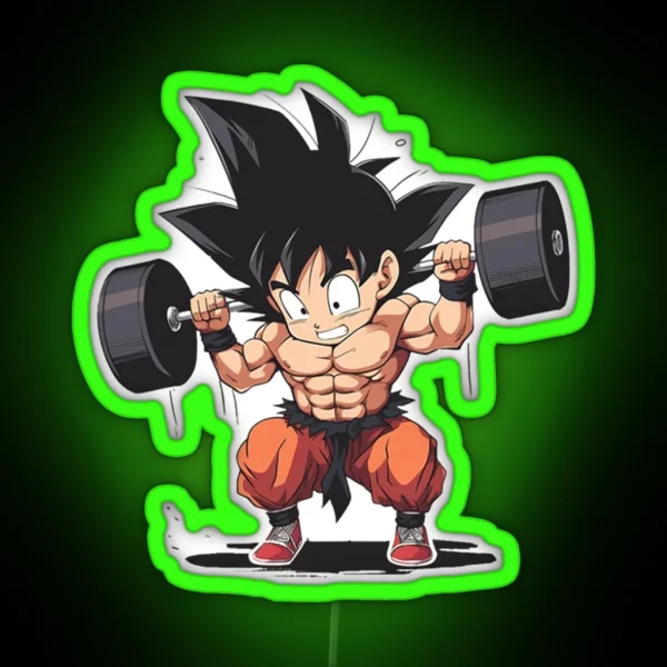 Goku Lifting Weight RGB Neon Sign