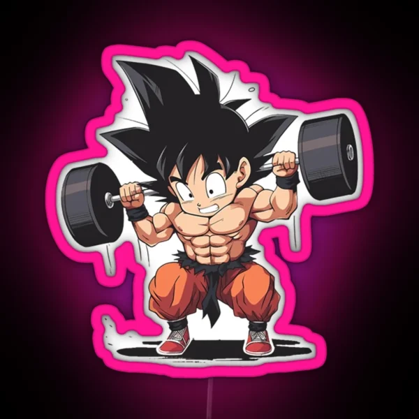 Goku Lifting Weight RGB Neon Sign