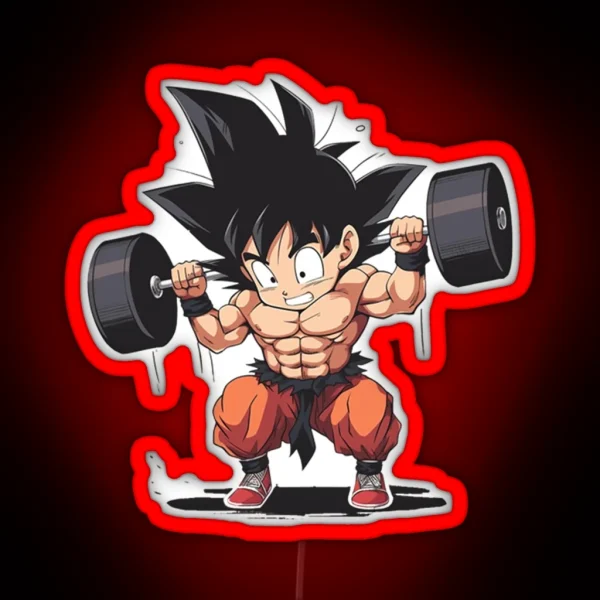 Goku Lifting Weight RGB Neon Sign