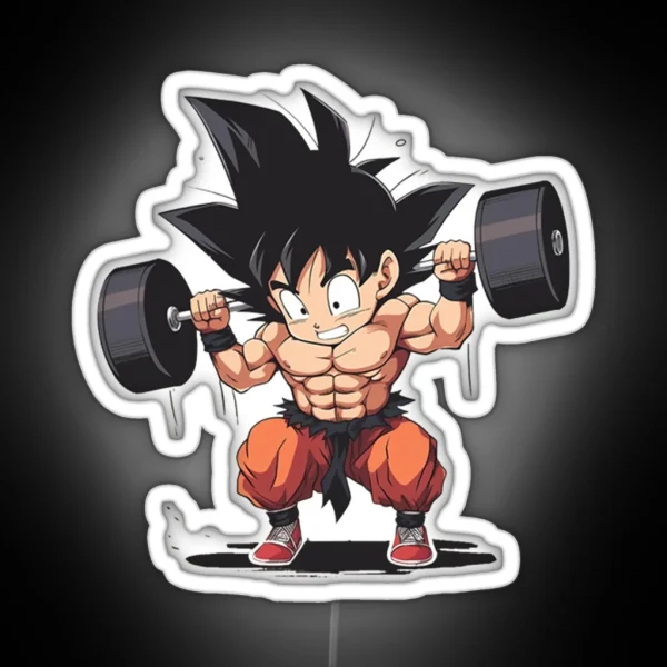 Goku Lifting Weight RGB Neon Sign