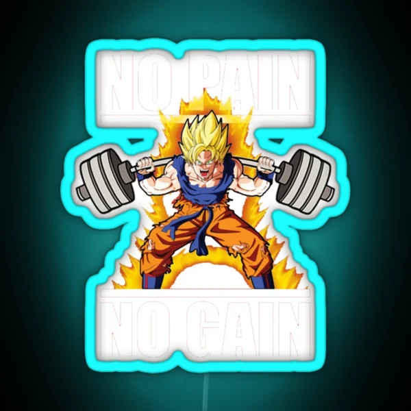 Goku No Pain No Gain RGB Neon Sign