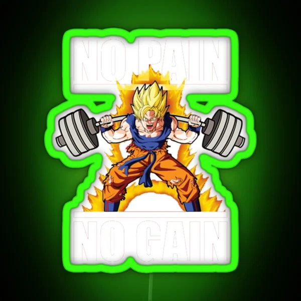 Goku No Pain No Gain RGB Neon Sign