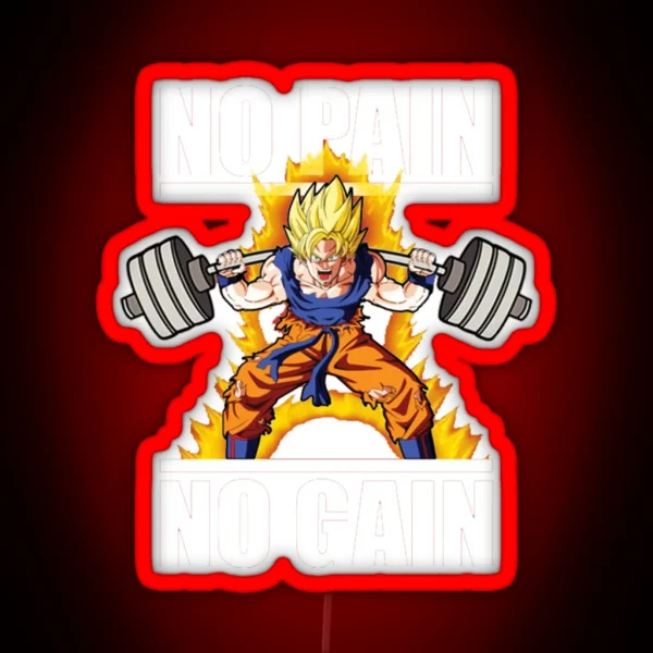 Goku No Pain No Gain RGB Neon Sign