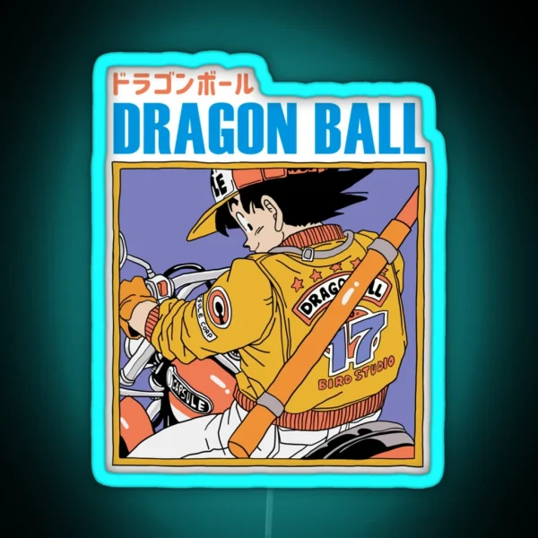 Goku Riding A Motocycle Dragon Ball Classic RGB Neon Sign