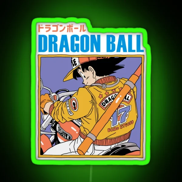 Goku Riding A Motocycle Dragon Ball Classic RGB Neon Sign