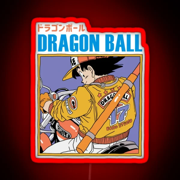 Goku Riding A Motocycle Dragon Ball Classic RGB Neon Sign