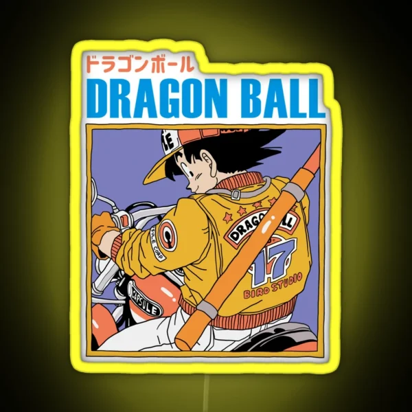 Goku Riding A Motocycle Dragon Ball Classic RGB Neon Sign