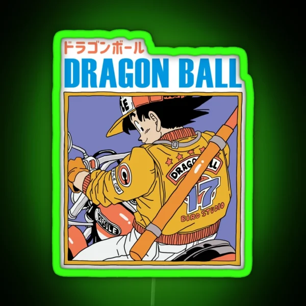 Goku Riding A Motocycle Dragon Ball RGB Neon Sign