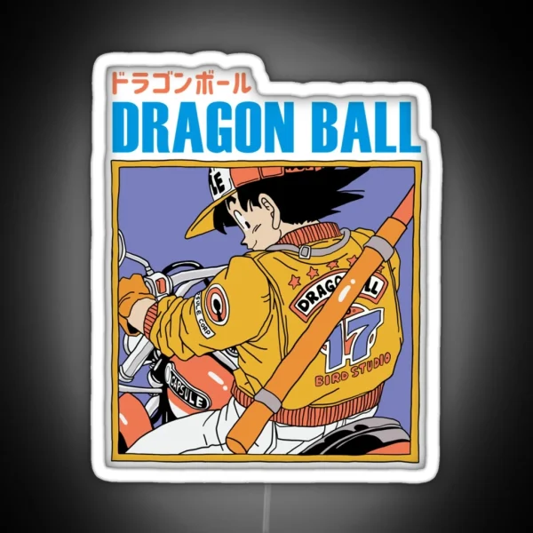 Goku Riding A Motocycle Dragon Ball RGB Neon Sign