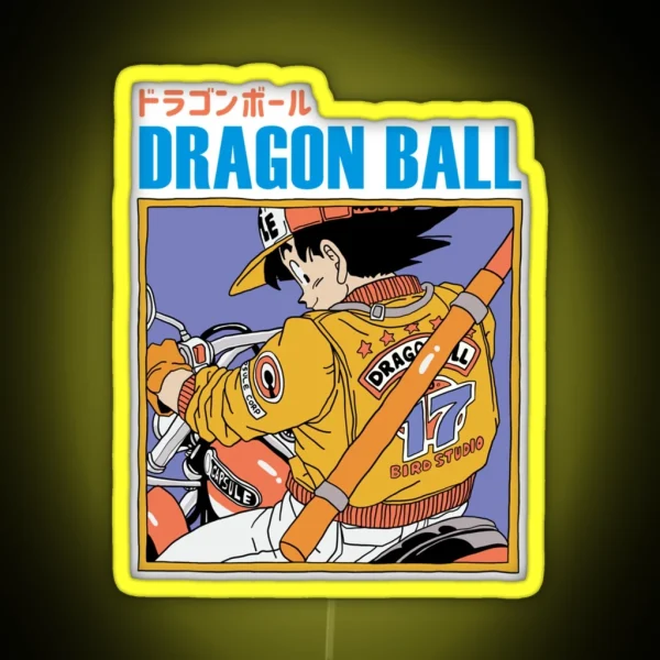 Goku Riding A Motocycle Dragon Ball RGB Neon Sign