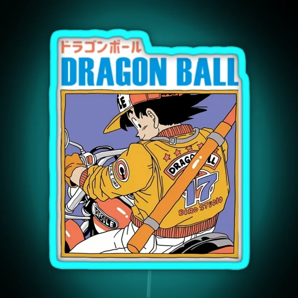 Goku Riding A Motocycle Dragon Ball RGB Neon Sign
