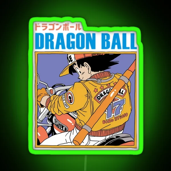 Goku Riding A Motocycle Dragon Ball RGB Neon Sign