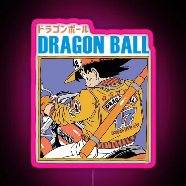Goku Riding A Motocycle Dragon Ball RGB Neon Sign