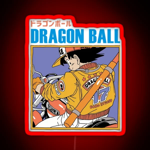Goku Riding A Motocycle Dragon Ball RGB Neon Sign