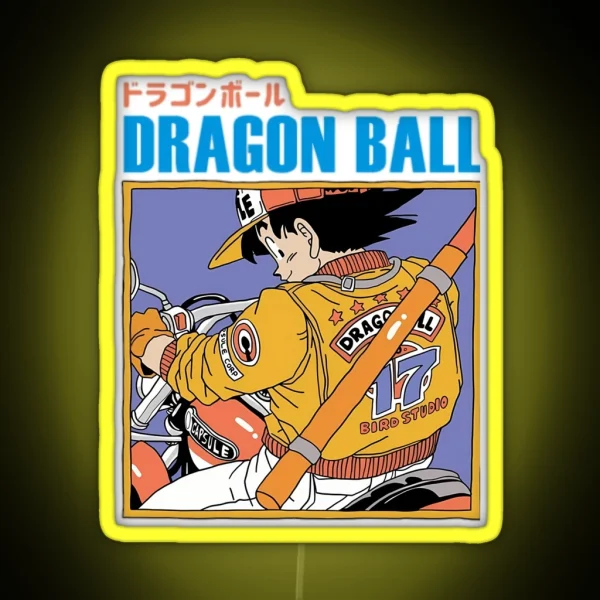 Goku Riding A Motocycle Dragon Ball RGB Neon Sign