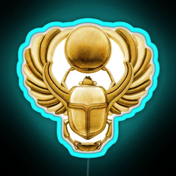 Gold Egyptian Scarab RGB Neon Sign