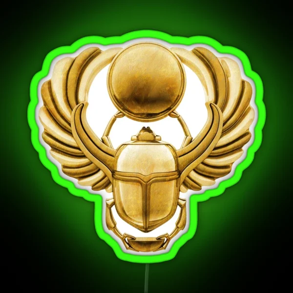 Gold Egyptian Scarab RGB Neon Sign