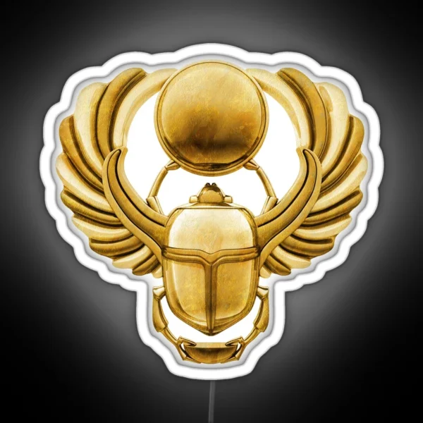 Gold Egyptian Scarab RGB Neon Sign
