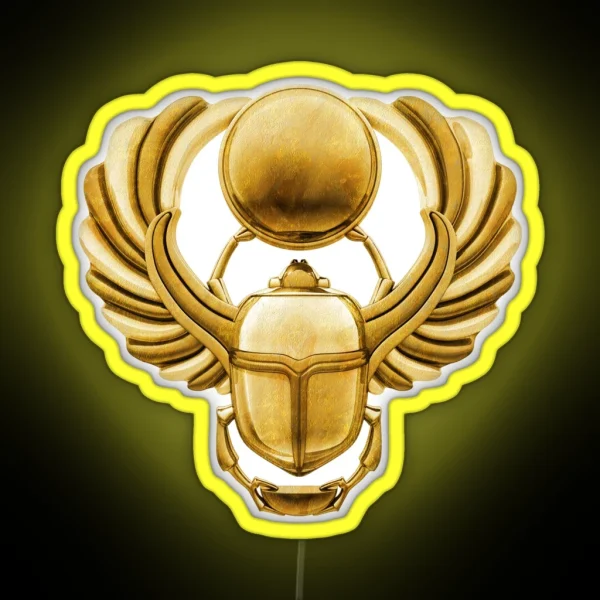 Gold Egyptian Scarab RGB Neon Sign
