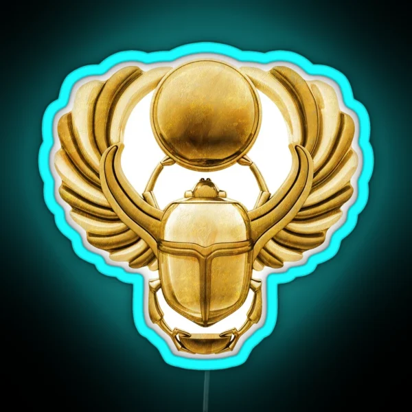 Gold Egyptian Scarab RGB Neon Sign