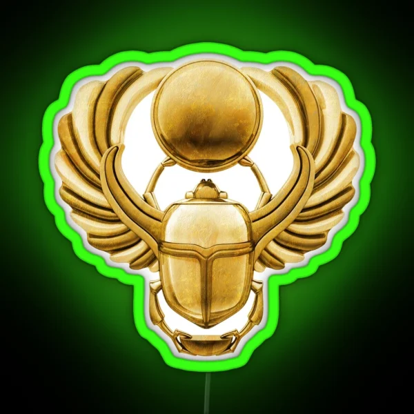 Gold Egyptian Scarab RGB Neon Sign